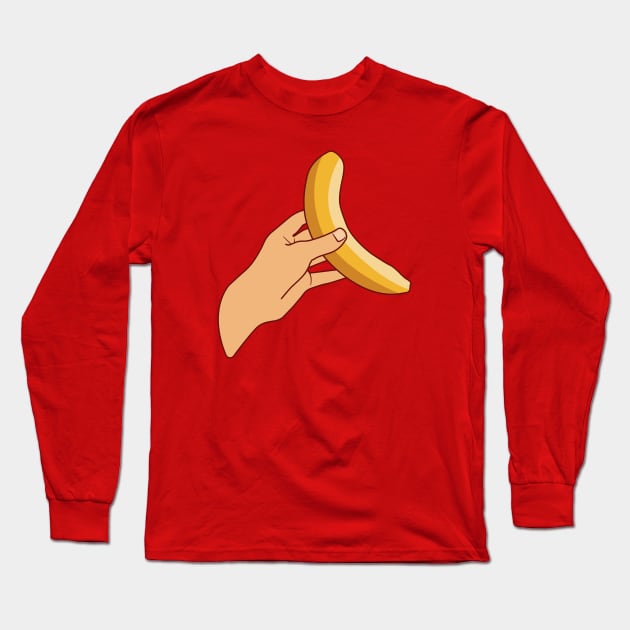 Hand Holding Banana Long Sleeve T-Shirt by KH Studio